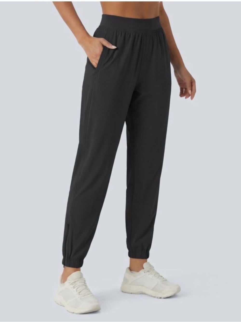 High Waisted Inner Drawstring 2-in-1 Zip Quick Dry Running Joggers w Pockets